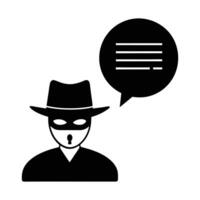 Masked Figure with Hat and Speech Bubble Revealing a Secret Message vector