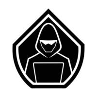 Anonymous Hacker Icon within a Protective Shield vector