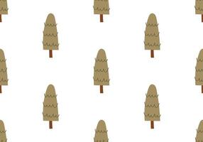 Seamless pattern with hand drawn conifer trees in doodle style. Minimal forest design with simple naive elements. illustration on an isolated background. vector