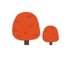 Simple doodle illustration of two autumn trees in different sizes. Hand drawn naive style symbolizing parent and child. illustration on an isolated background. vector