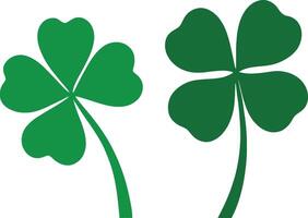 flat style silhouette of St. Patrick's day green lucky clover leaf. Clover icon illustration. clover sign and symbol. four leaf clover icon. vector