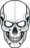 A Robots head design. humanoid skull, cyborg, smart machine illustration. Robot skeleton concept for symbols or tattoo templates vector
