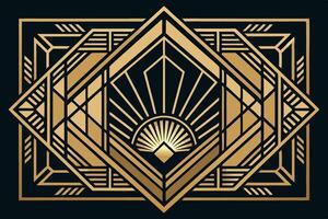 Exquisite Art Deco luxury pattern in gold and black, featuring geometric lines and shapes, ideal for elegant backgrounds or design projects vector