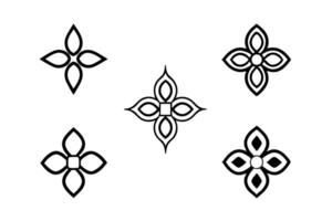 Colorful Flower Pattern Line Art Icon Set, Floral Geometric Icons with Thin Lines in Multiple Colors for Modern and Minimalistic Designs vector