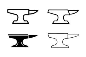 Blacksmith Tools and Anvil Designs in Different Variations for Creative and Artistic Uses Labour Day or Labor Day Line Art Icon Set vector