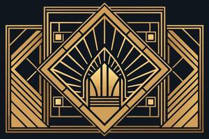 Elegant gold and black geometric line art in the style of Art Deco, featuring intricate patterns and luxurious, symmetrical designs vector