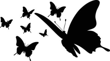 silhouettes of flying butterfly. design element clip art for prints and stickers. isolated on white. vector
