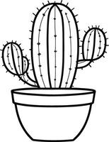 drawing cactus, Desert theme artwork. saguaro cactus. Outline, illustration, pencil sketch. vector