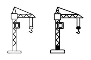Crane Machinery for Construction, Lifting, and Heavy Equipment with Various Styles Labour Day or Labor Day Line Art Icon Set vector