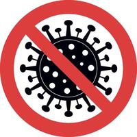 No Coronavirus Sign With Red Circle Symbol And Cross Line Pandemic Restriction Concept With Global Health Prevention Icon Isolated On White vector