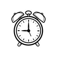 Retro Alarm Clock Illustration In Black And White Design Suitable For Education And Time Management Projects vector