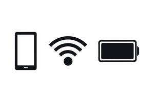 Phone With Wireless Connection And Full Battery Symbol In Black And White Modern Illustration vector