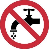 No Water Allowed Sign Illustration Red Prohibition Circle With Tap And Dripping Drops On White Background Symbolizing Water Conservation And Scarcity vector