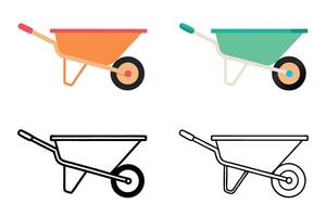 wheelbarrow designs, perfect for labor and construction themes, depicting different styles and perspectives, labour day or labor day line art icon set vector
