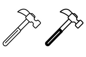 Set of hammer illustrations with different handles and designs, ideal for handyman, DIY, and construction work related themes labour day or labor day line art icon set vector