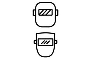 welding masks with distinct visor shapes, ideal for industrial and construction themes Labour day or labor day line art icon set vector