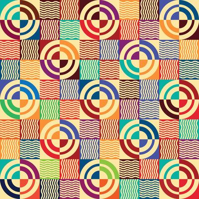 Versatile Set of Seamless Geometric Patterns with Fine Line Work and Contrasting Color Palette Ideal for Fabric, Wallpaper, and Digital Use