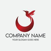 A red bird logo with a circle shape vector