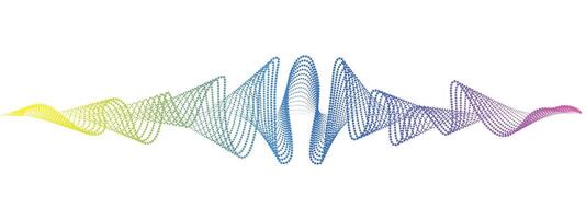 Abstract wavy dotted lines of the sound wave. Dynamic pulsating wave. Musical neon concept, symbols of the frequency of digital music. illustration vector