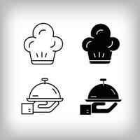 Hobby leisure design with chef hat and indoor food service. Simple linear and flat activity icon set. vector