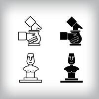 Sculptor and earthenware hobby and leisure design. Simple linear and flat activity icon set. vector