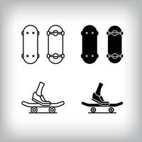 Skateboarding and hobby entertainment design. Simple linear and flat activity icon set. vector