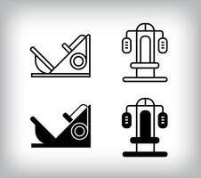 Leg exercise equipment and fitness equipment design. Simple linear and flat fitness weights icon set. vector