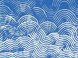Crafted hand drawn ink brush line abstract waves pattern in white and blue, Japanese and ethnic wood carving, engraving texture surface background, minimal graphic for textile vector