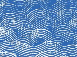 Crafted hand drawn ink brush line abstract waves pattern in white and blue, Japanese and ethnic wood carving, engraving texture surface background, minimal graphic for textile, carpet, vector