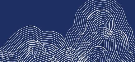 Crafted hand drawn brush line abstract minimal waves and water or mountains background, Japanese and ethnic wood carving, engraving, block print texture graphic, for textile, carpet, decoration vector