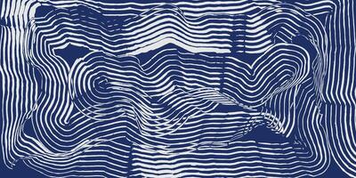Crafted hand drawn brush line abstract rectangular spiral background in white and blue, Japanese and ethnic wood carving, engraving texture graphic for decoration, textile, carpet vector
