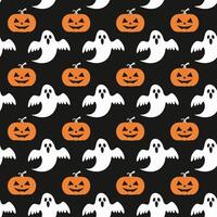 Seamless halloween pattern with pumpkins and ghost illustration background vector