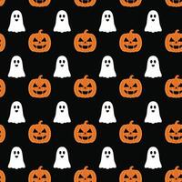 Halloween Pattern with Pumpkins and Ghosts vector