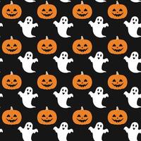 Halloween Pattern with Pumpkins and Ghosts Illustrattion vector