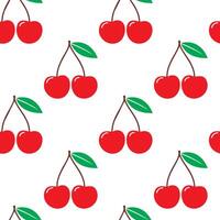 Hand drawn cherry seamless pattern background vector