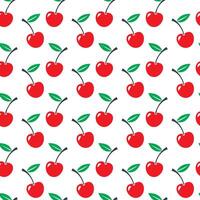 Seamless pattern with red cherries on a white background vector