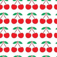 Pattern with red cherries on a white background vector