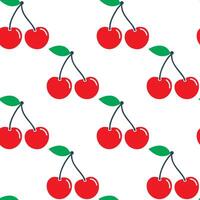 Pattern with red cherries on a white background illustration vector