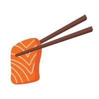 Salmon sashimi with chopsticks, Illustration of a Salmon Fillet vector