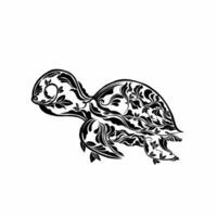 A turtle with a floral pattern on its back vector