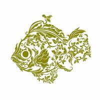 a fish with leaves and flowers on it vector