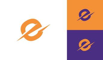 Letter E initial monogram with thunderbolt logo design vector