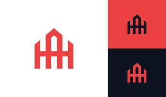 Letter AH initial monogram with house shape logo design vector