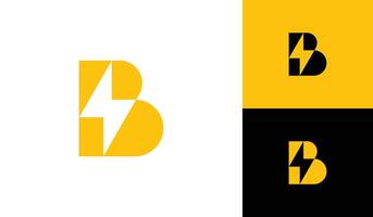 Letter B initial monogram with thunderbolt logo design vector