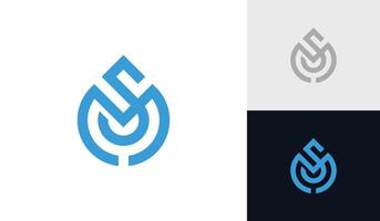 Letter SM water drop initial monogram logo design vector