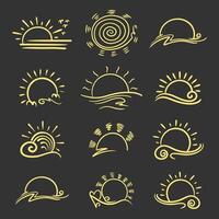 Abstract doodle illustration of the sun that is both colorful and modern. vector