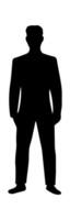 Silhouette of man in suit with hat vector