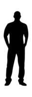 Silhouette of man standing with hands on hips vector