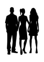 Silhouette of three people standing together vector