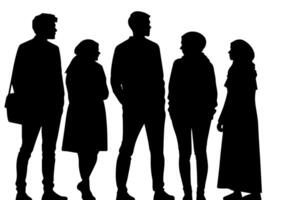 Silhouette of people standing in a group vector